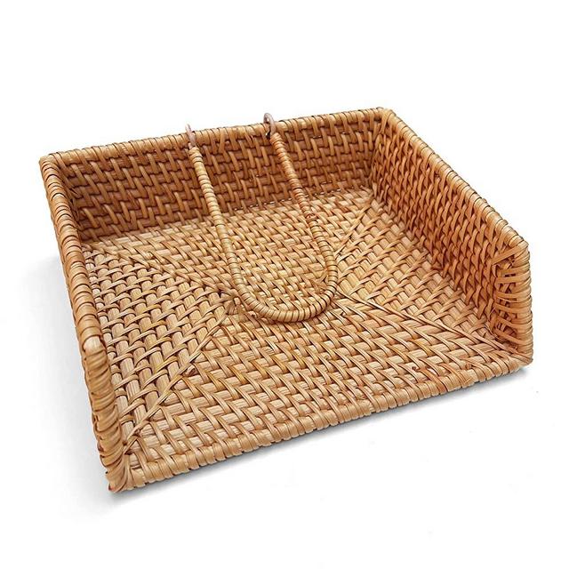HomeyHandcraft Rattan Napkin Holder,Paper Napkin Holder,Flat Napkin Holder Basket,Napkin Holder For Kitchen Tables,Counter Tops,Indoor And Outdoor,Picnic,Restaurants,Cafe,Home Decor