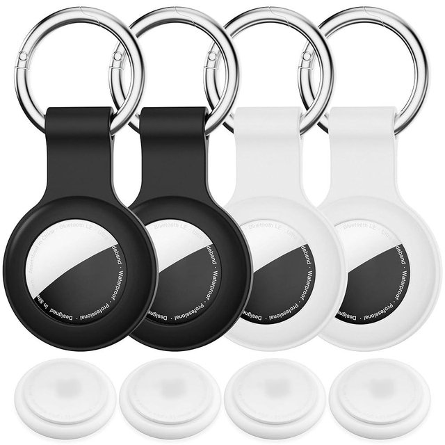IPX8 Waterproof for AirTag Holder Case Keychain 4 Pack,for AirTag 2nd & 1st Gen Key Chain Ring Case Cover for Air Tag Holder GPS Tracker Air Tag 2nd gen Finders Air Tagholder for Kids,Bags,Luggages
