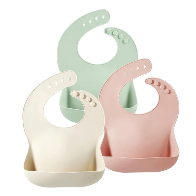 PandaEar Set of 3 Silicone Baby Bibs Waterproof, Soft, Unisex, 10-72 Months