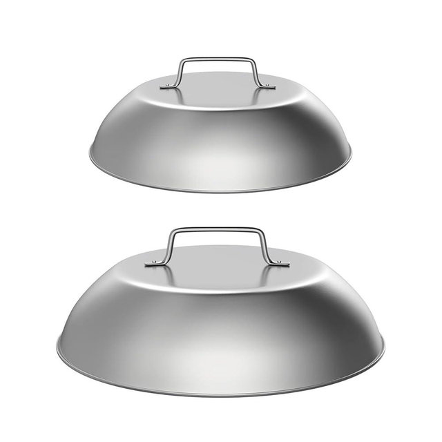 SafBbcue 2 Sets Flat Top Grill Accessories - 12" & 9" Cheese Melting Dome Basting Cover for Blackstone, Pitboss, Pizza Oven/Wok - Metal Dome for Grill Cooking