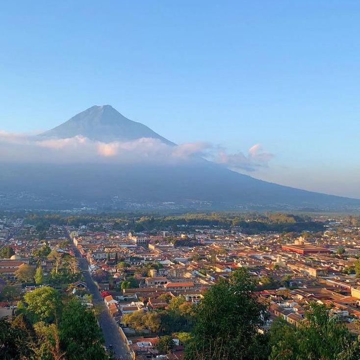 View of Antigua and Volcan Acatenago from a Cerro de La Cruz look out point
