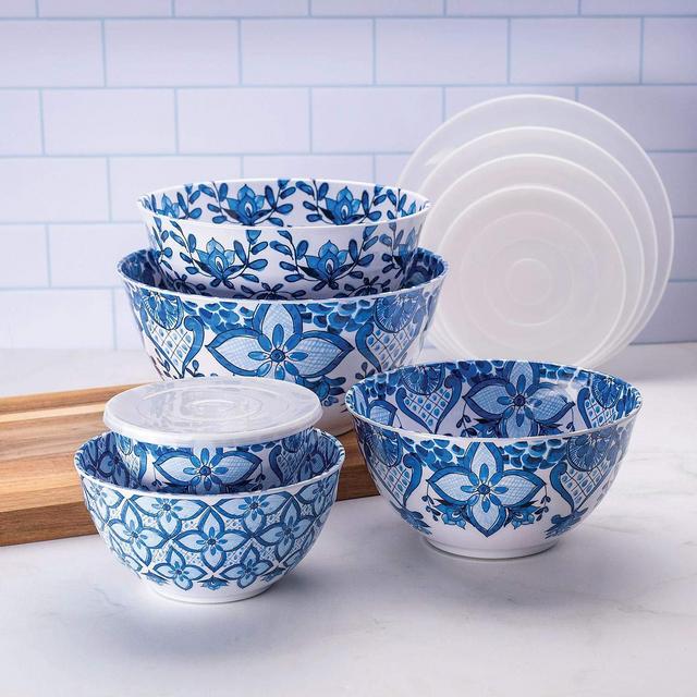 10 Piece Melamine Mixing Bowl Set Blue&quot;French Country&quot;