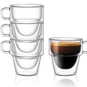Double Wall Insulated Espresso Glass Cups – 5 oz. – Set of 4