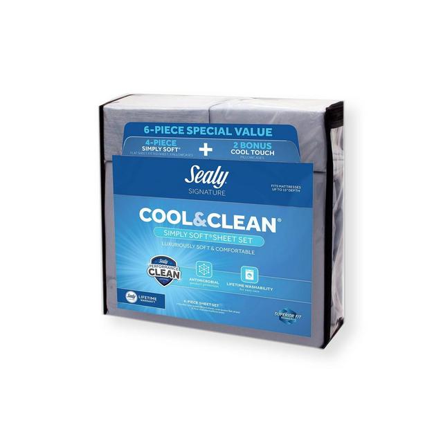 Sealy Queen Cool & Clean Microfiber Bonus Sheet Set Gray