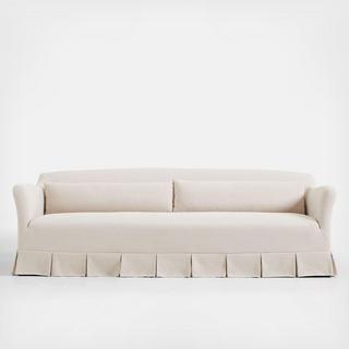 Crawford Slipcovered Sofa with Box-Pleated Skirt