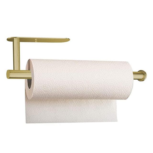 Gold Paper Towel Holder Wall Mount - 13inch Lenghted Design & Jumbo Rolls Under Cabinet Paper Tissue Holder for Kitchen Bathroom -SUS 304 Stainless Steel