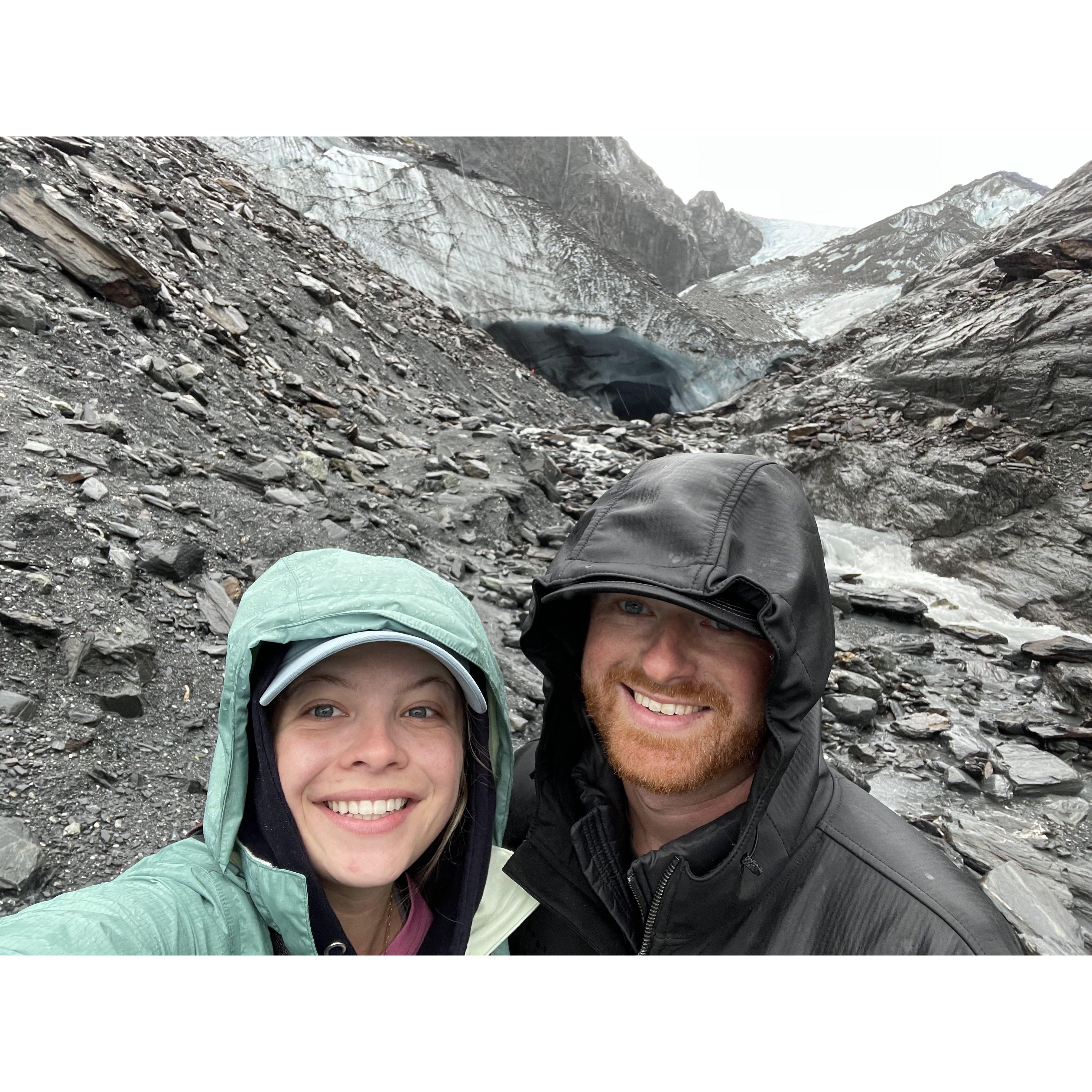 Hiking to a glacier in Alaska