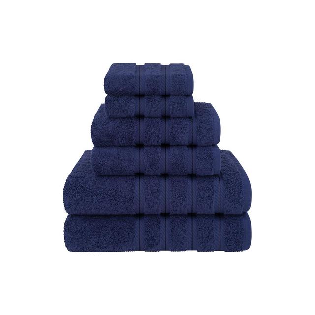 American Soft Linen 6 Piece Towel Set, 100% Cotton Bath Towels for Bathroom, Navy Blue