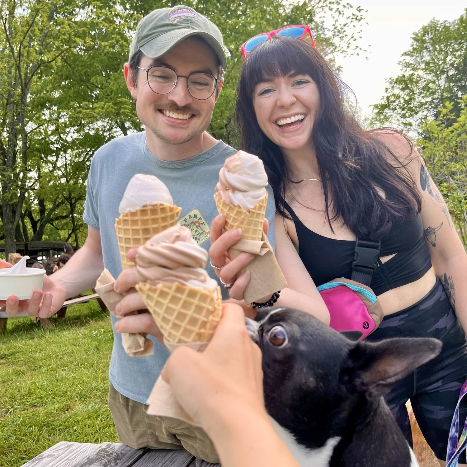 Our favorite farm, Broken Spoke, in Durham, NC. Every weekend they have rotating flavors of softserve and fresh produce. Moo’s a big fan too (we miss this place a lot)