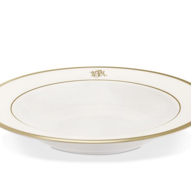 Pickard Signature Monogram Rimmed Soup Bowl, Gold