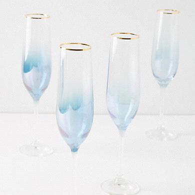 Purple Waterfall Flutes, Set of 4