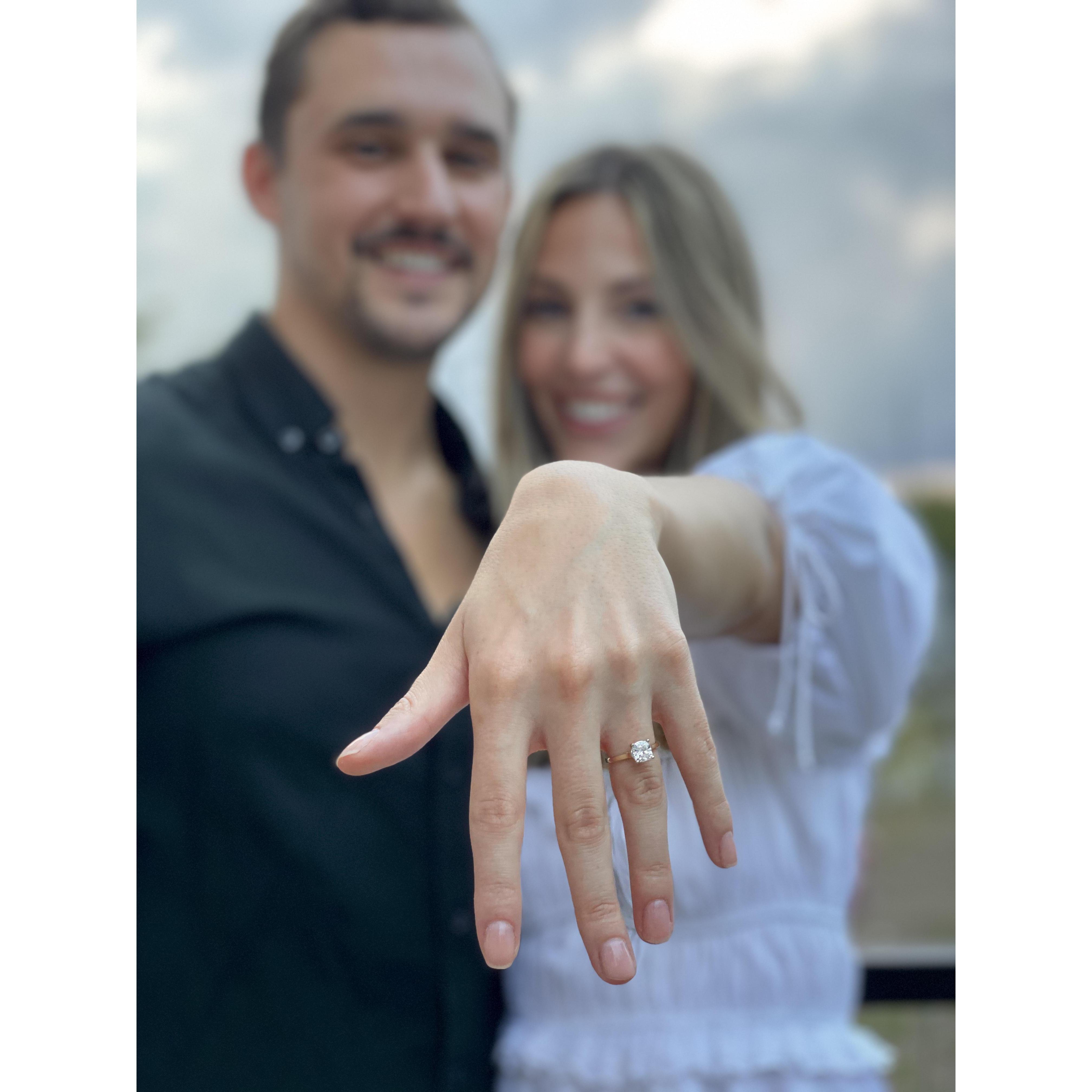 2020. Showing off the new ring to our friends.