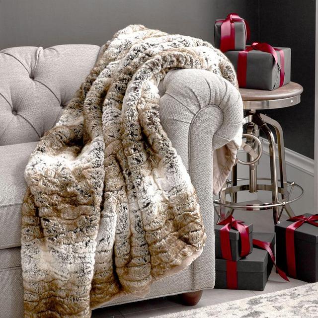 Faux Fur Throws, 50 x 60", Te x tured Ombre