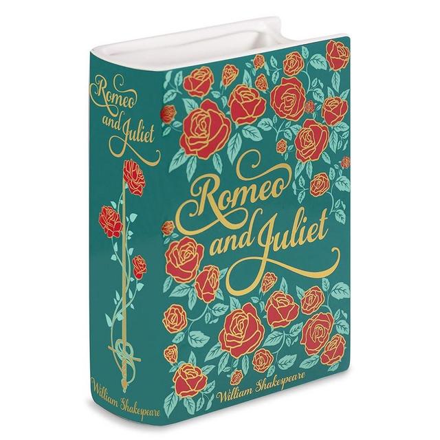 Steel Mill & Co Original Large Book-Shaped Decorative Vase, Ceramic Vases for Home Decor, Cute Bookshelf Decor, Unique Vase for Book Lovers, Romeo and Juliet