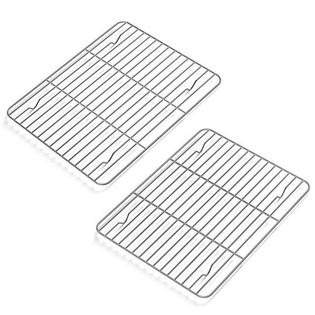 2 Pack Cooling Rack for Baking Stainless Steel, Heavy Duty Wire Rack Baking Rack, 11.7" x 9.4" Cooling Racks for Cooking, Fits Quarter Sheet Pan Small Toaster Oven, Dishwasher Safe