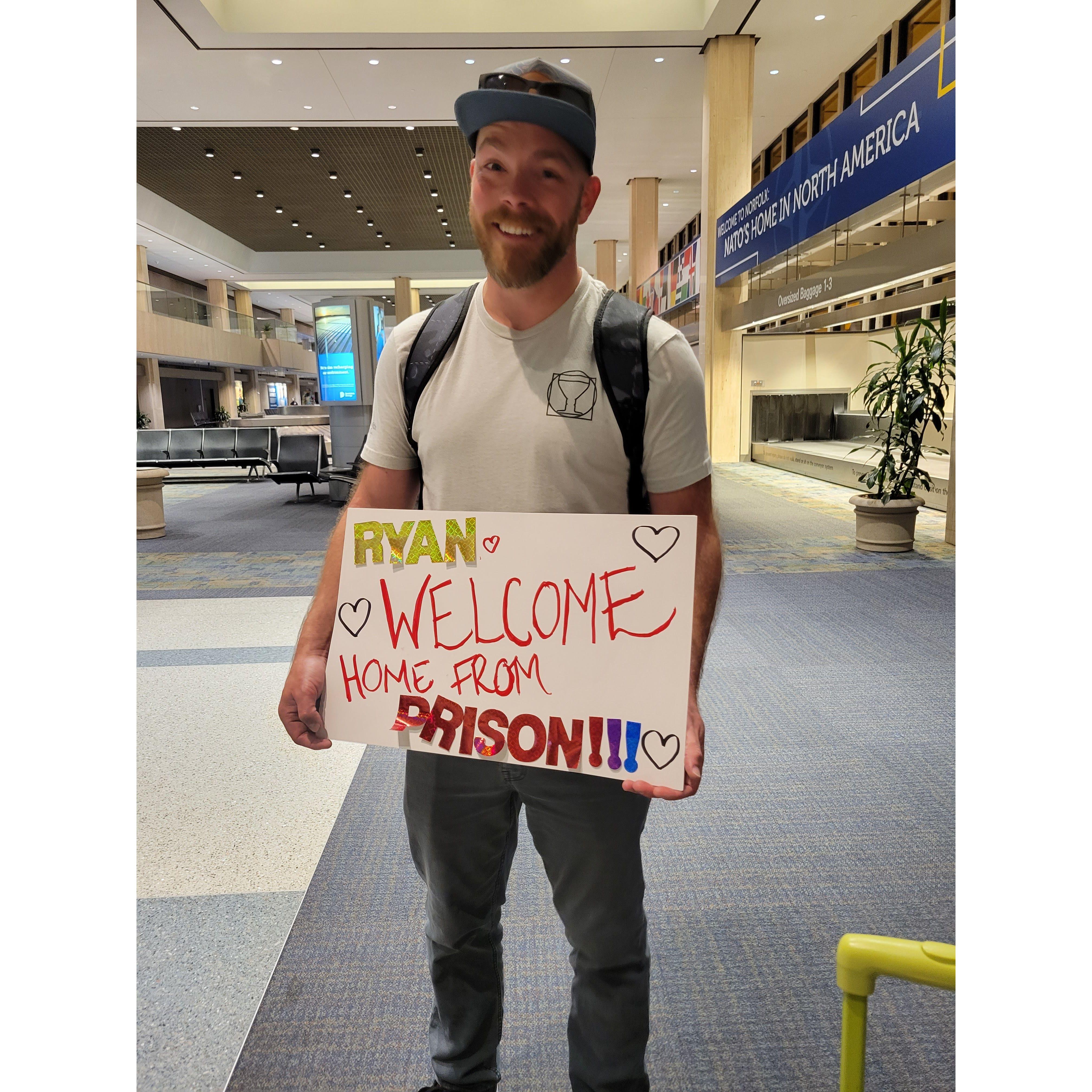 Memorable homecoming from a long work trip.