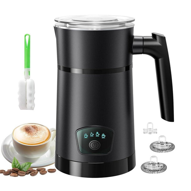 AGORVIO Milk Frother, 4-in-1 Electric Milk Steamer, Hot and Cold Foam Maker, 1 min Fast Frothing, 11.8 oz/350 ml Milk Warmer, Frother for Coffee Latte, Cappuccino, Temperature Control, Auto Shut-Off