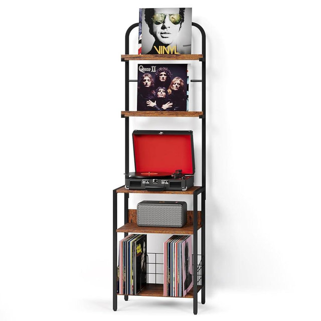 Record Player Stand, Turntable Stand with 2-Tier Vinyl Record Storage, Record Player Table Up to 200 Albums, End Table for Vinyl Records, Vinyl Record Holder for Living Room