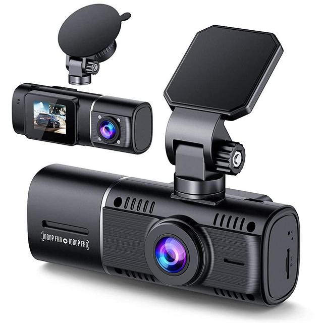 Dual Dash Cam Front and Inside 1080P Dash Camera for Cars IR Night Vision Car Camera for Taxi Accident Lock Parking Monitor 2 Mounting Options