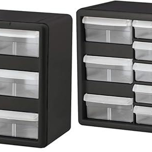 Akro-Mils 26-Drawer Plastic Drawer Storage Cabinet for Garage Organization, Bead Organizer, Building Bricks Storage, Teacher Toolbox, Makeup Organizer, 20-Inch W x 6-Inch D x 10-Inch H, 10126 Black