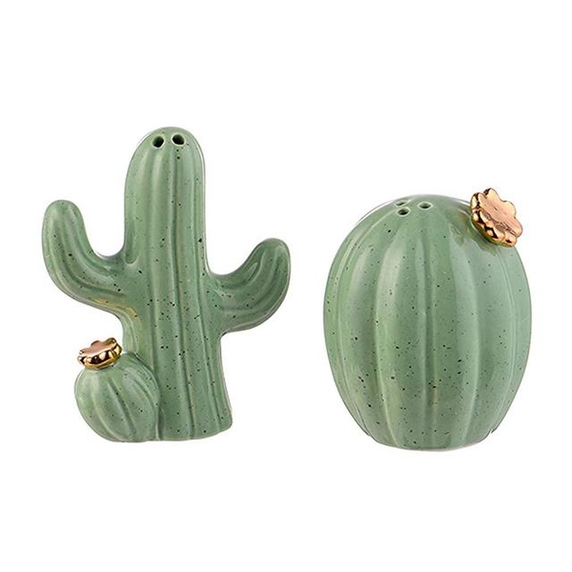 Grasslands Road Cactus Salt and Pepper Shaker Set - Kitchen Resturant Accessories - Cactus Gift, Ceramic