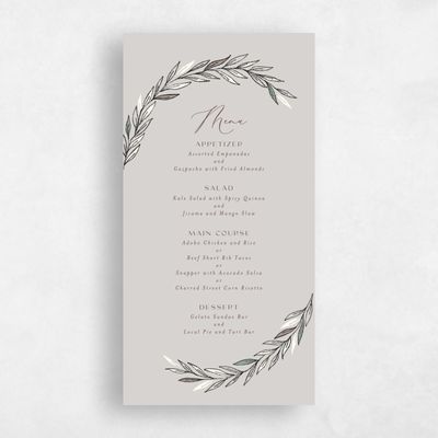 Stone Gray, Grey Wedding Menu - Bruges