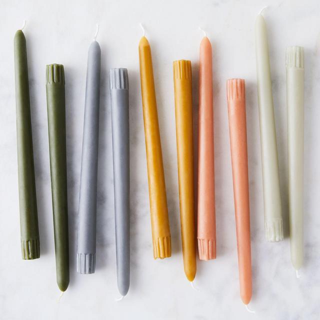 Tapered Beeswax Candles (Set of 8) | Mixed Earth Tones