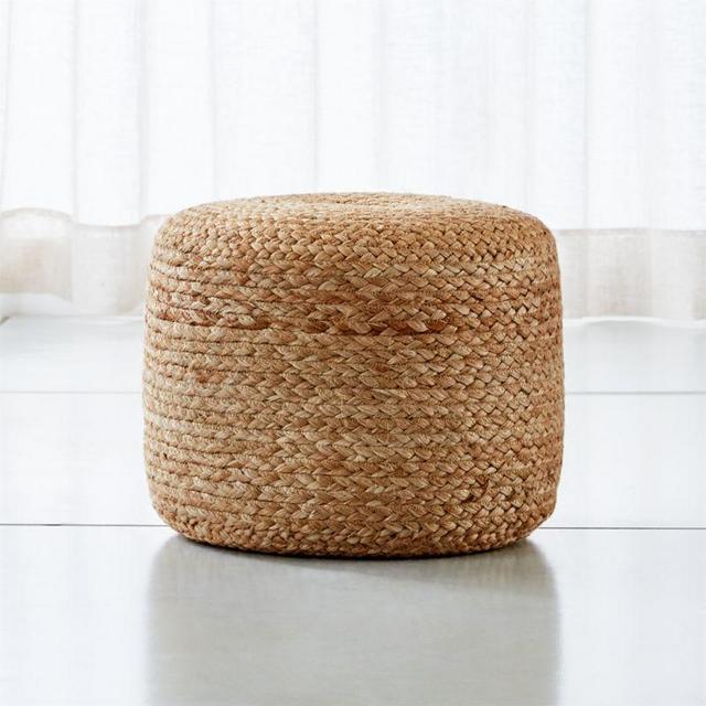 Alvaro Braided Jute Natural 16"x14" Pouf