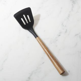 Black Silicone Turner with Acacia Handle