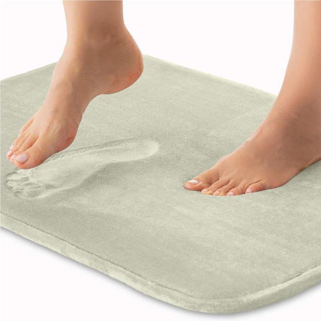 Gorilla Grip Thick Memory Foam Bath Rug, Soft Absorbent Luxury Mats, Plush Velvet Topside, Machine Wash Rugs, Microfiber Dries Quickly, Cushioned Bathroom Mat for Bathtub, Shower Floor, 24x17, Sage