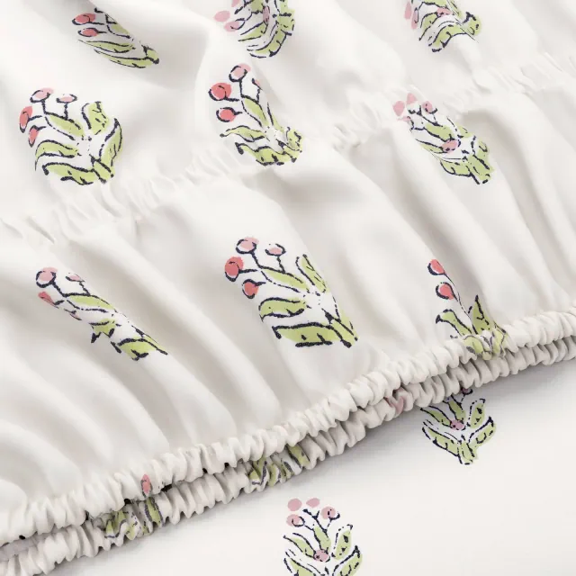 Queen 310 Thread Count Teen Block Print Ruffle Sheet Set Pink/Cream - Threshold™ designed with Studio McGee