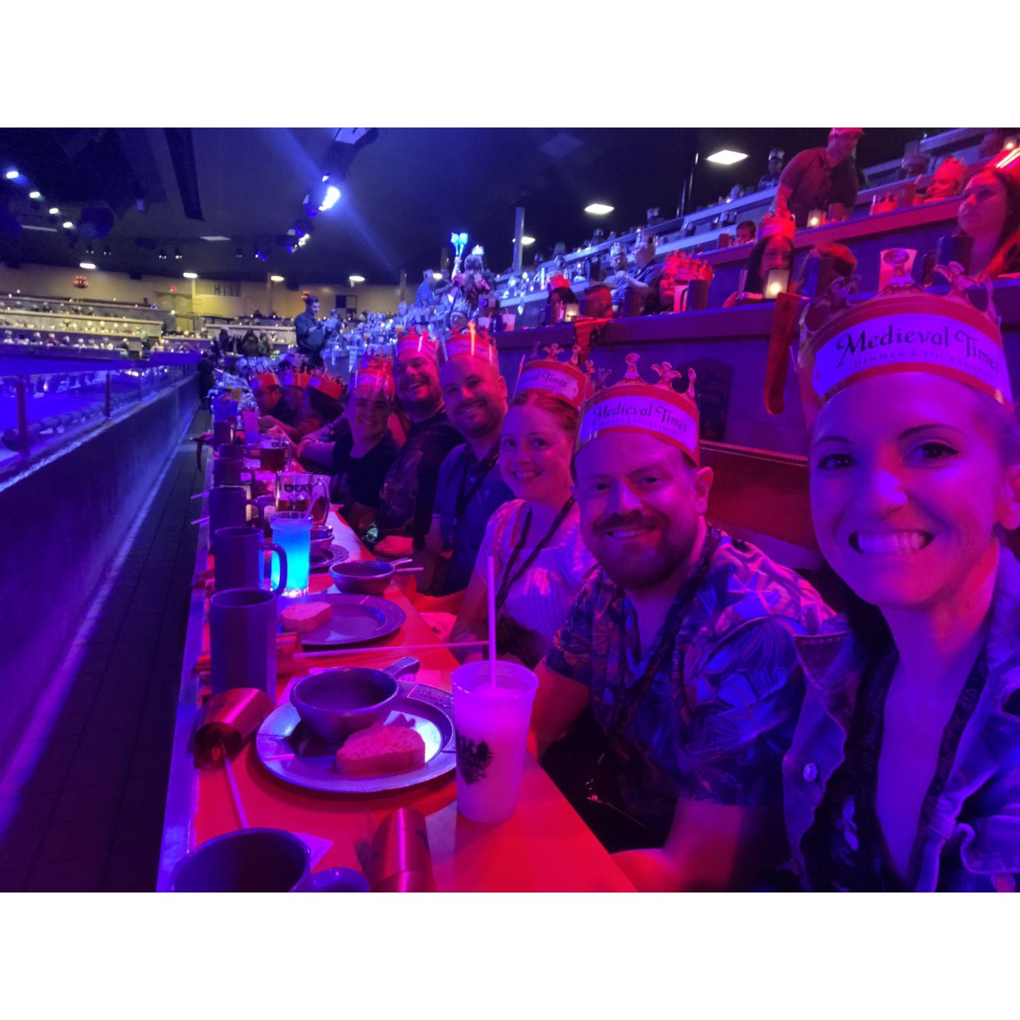 Medieval Times with Ally, Aaron (groomsman), Jason (groomsman), and Alisha