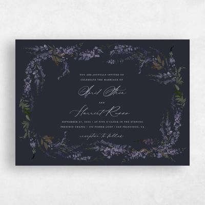 Ebony, Black Wedding Invitation - Riga Landscape