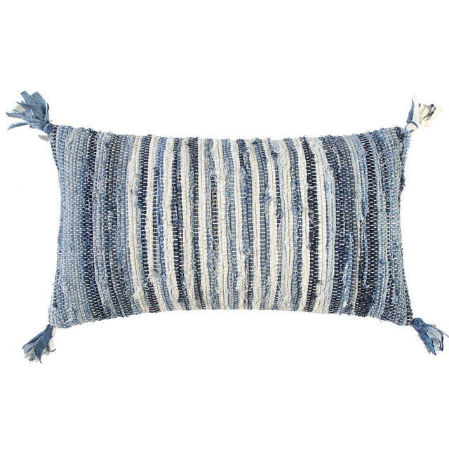 14"x26" Oversized Poly Filled Lumbar Throw Pillow Blue - Rizzy Home
