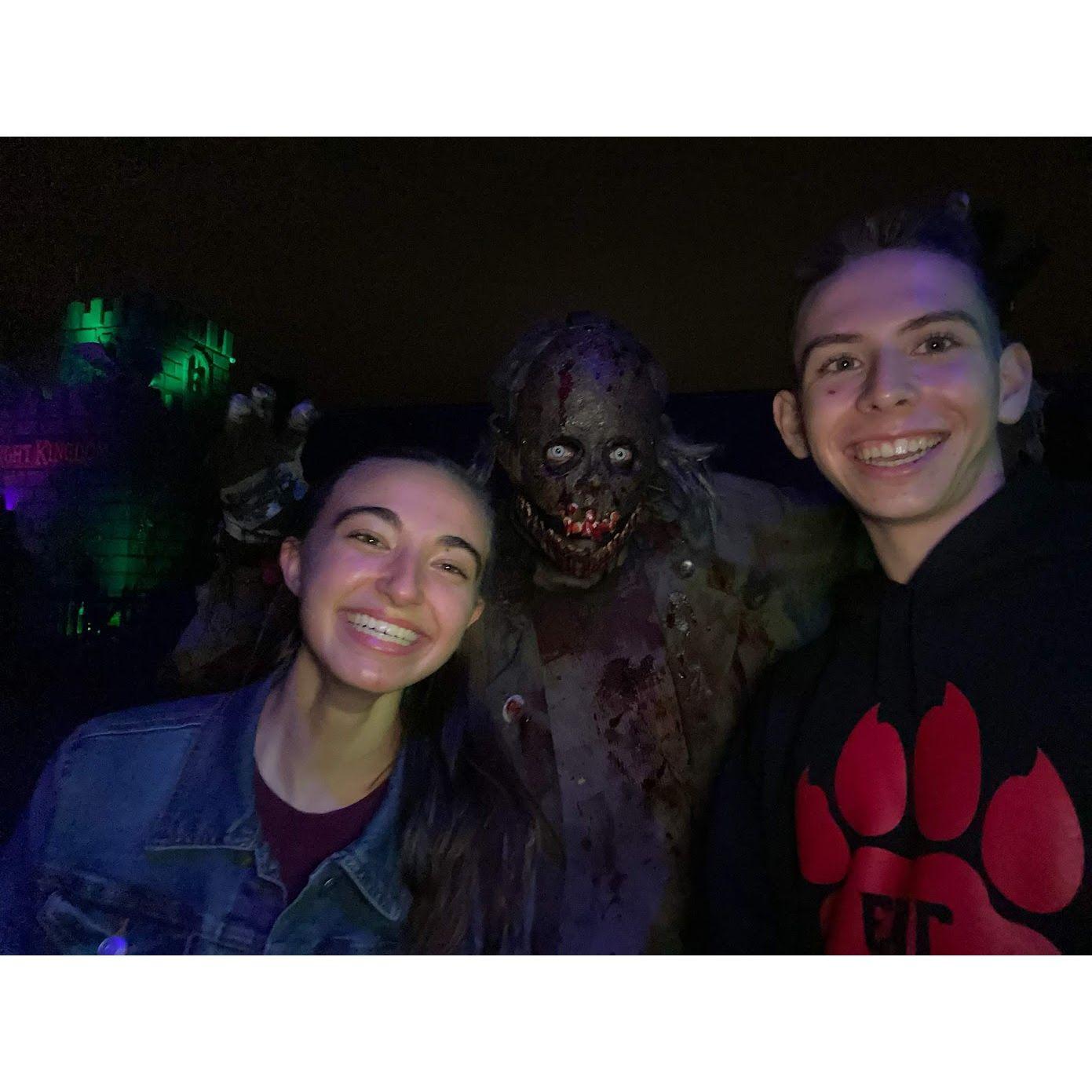 It's not the prettiest picture, but it's our first one together! Too nervous to ask A on a date, L mentioned going to a "haunted" house and A excitedly agreed, making this their unofficial first date.
