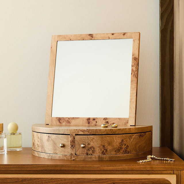 Emma Chamberlain Light Burl Jewelry Box, 12"w x 9"d x 7"h