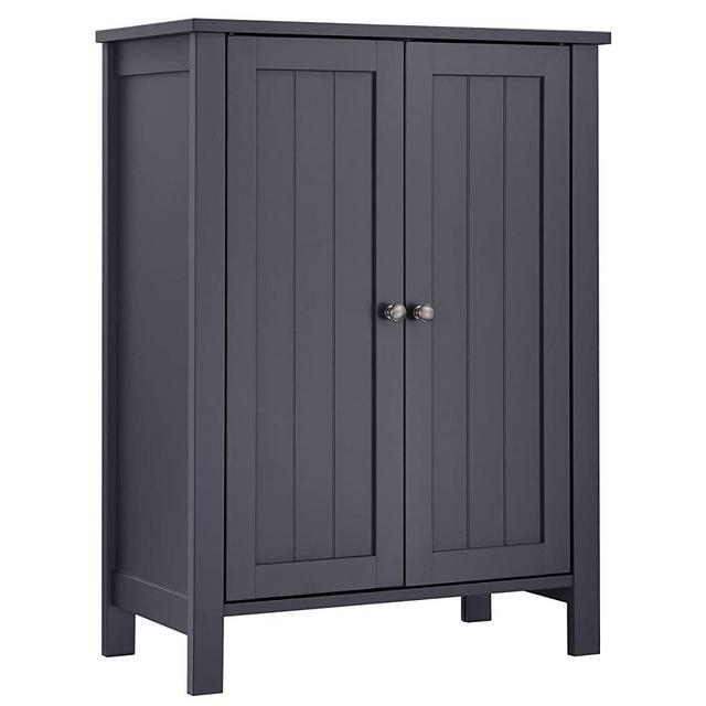 VASAGLE Bathroom Floor Storage Cabinet with Double Door Adjustable Shelf, 23.6 x 11.8 x 31.5 Inches, Gray UBCB60GY