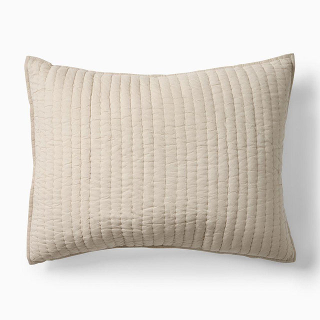 Cotton Solid Pick Stich King Sham, Sand