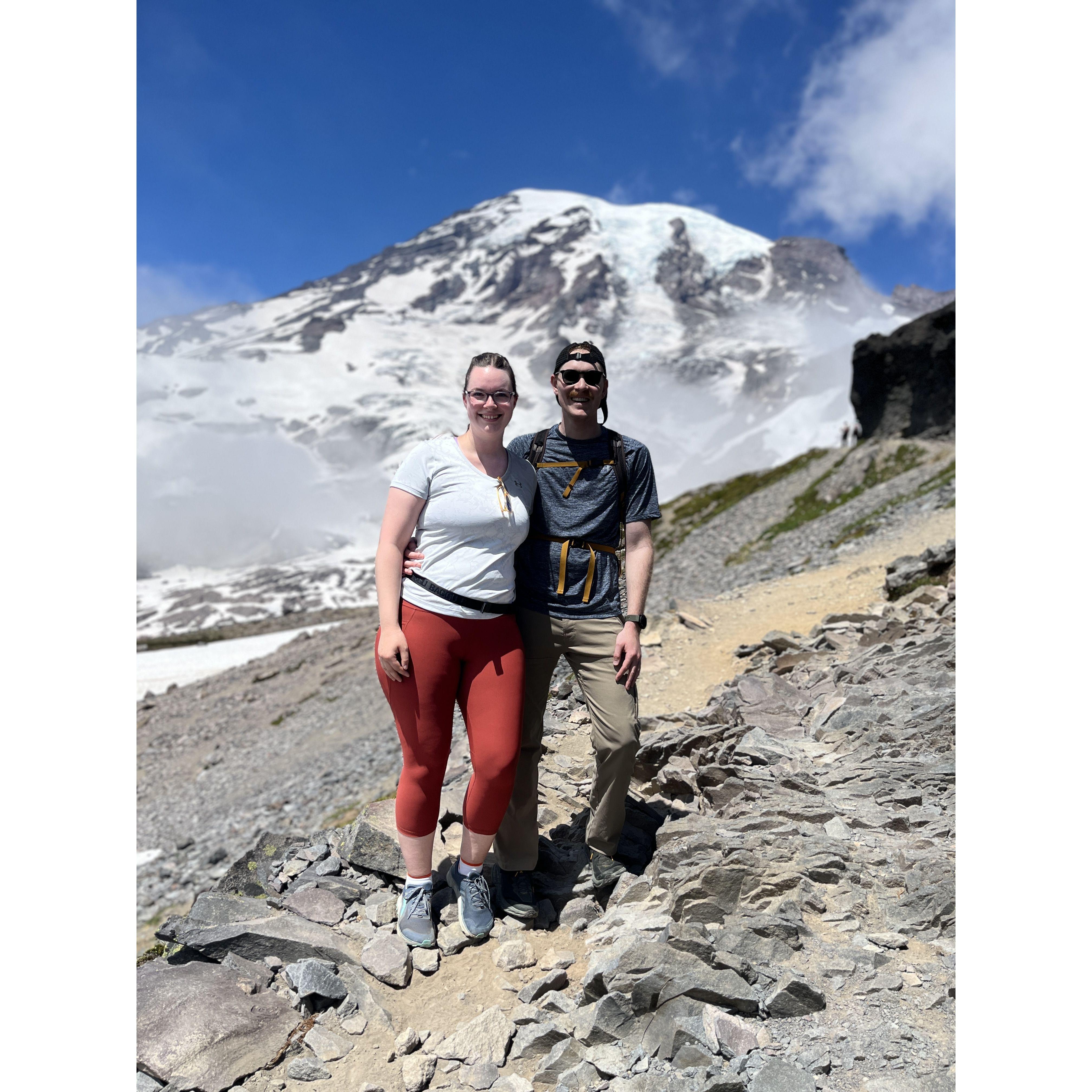 Climbing half up Mount Rainier