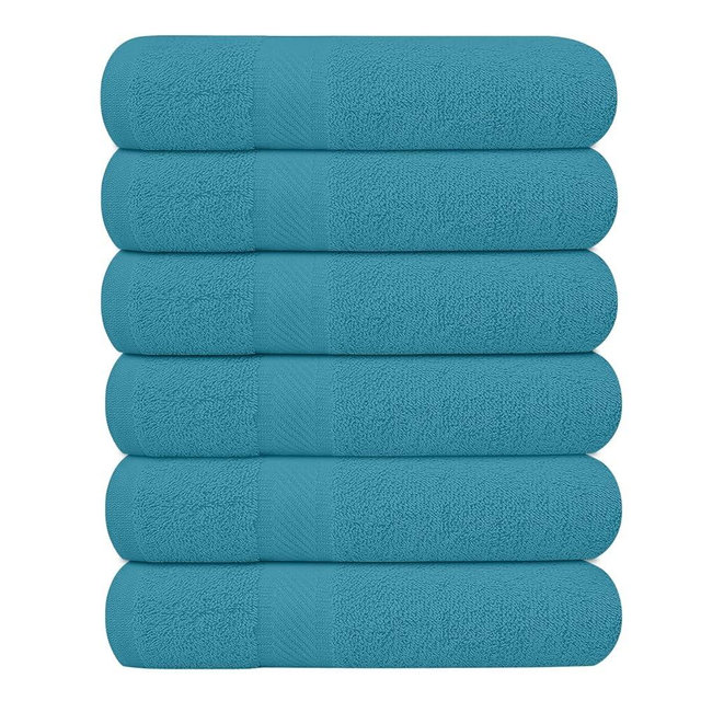 KAHAF COLLECTION Pack of 6 Bath Towels 27 x 54 Inches, 100% Cotton, Larger & Lighter Weight, Quicker to Dry, Super Soft and Absorbent, Perfect for Bathroom (Teal, Pack of 6 (27''x54''))