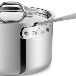 All-Clad 4204 with loop Stainless Steel Tri-Ply Bonded Dishwasher Safe Sauce Pan with Loop Helper Handle and Lid Cookware, 4-Quart, Silver