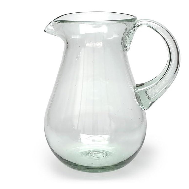 HANDMADE CON AMOR – 84 oz Hand Blown Mexican Pitcher - Clear