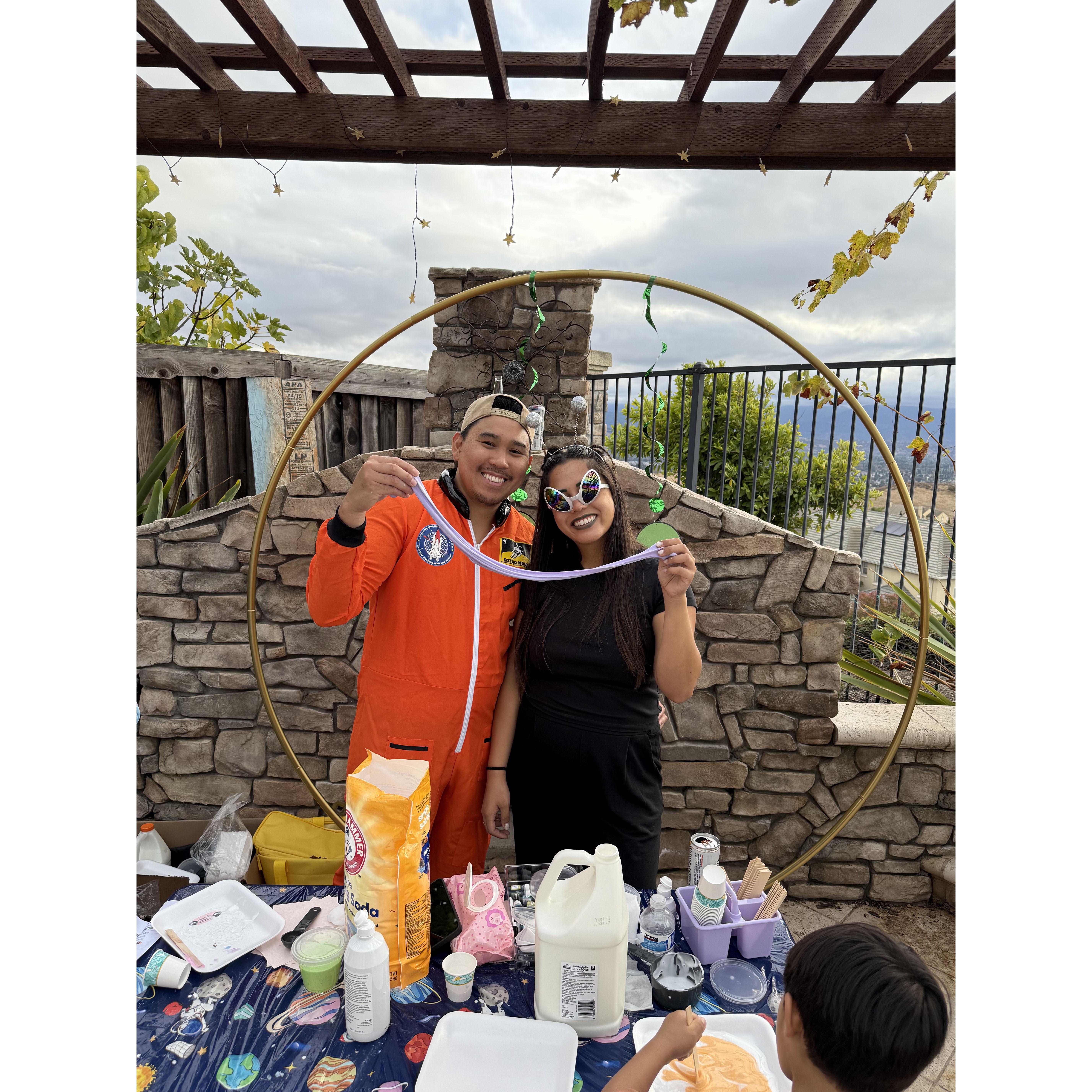 our slime station was a hit for Leia's Halloween party