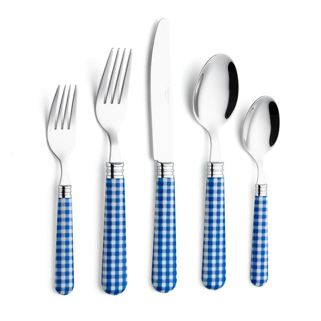 ANNOVA Silverware Set 20 Pieces Cutlery Stainless Steel Colorful Fun Handle Flatware Service for 4 - Dinner Knife, Dinner Fork, Salad fork, Dinner Spoon, Dessert Spoon (Checker Blue, 20 Pieces)