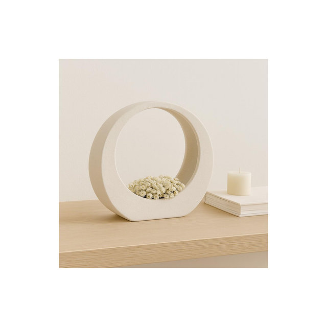 Home Decor and Bathroom Decor Ring Sculpture - Decorative Ornaments, Perfect Statues with Coffee Table Display and Living Room Decor - 11", White
