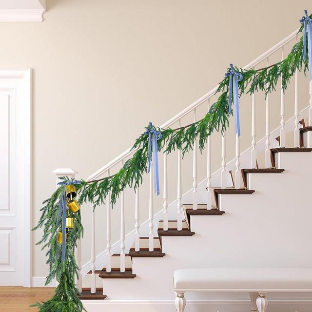 Jutom Christmas Garlands Norfolk Pine Garland Artificial Faux Greenery Garland for Holiday Indoor Mantle Decor(1 Pcs, 12 Feet)