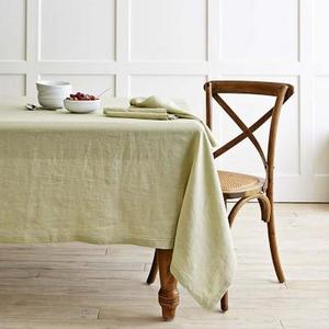 Linen Double Hemstitch Tablecloth, 70" X 108", Sage Green