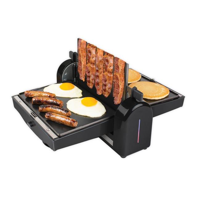 HomeCraft Nonstick Electric Bacon Press & Griddle in Black