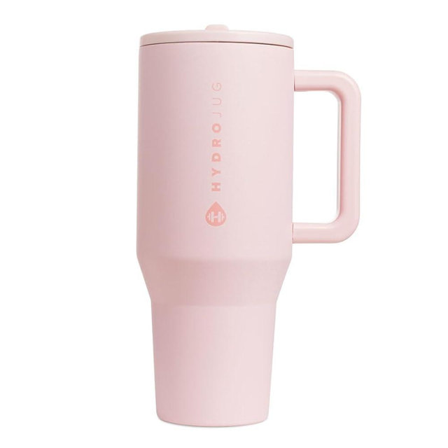 HydroJug Traveler - Modern 40 oz Tumbler with Handle & Simple Flip Straw - Car Cup Holder Friendly, Leak Resistant Water Bottle-Reusable Insulated Stainless Steel & Rubber Base - Gifts for Women & Men
