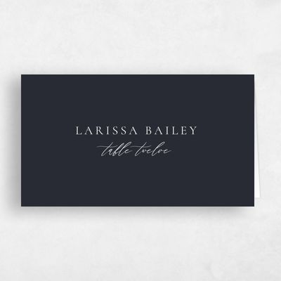 Ebony, Black Wedding Place Card - Seville